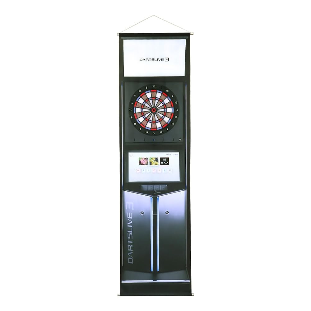 Darts DARTSLIVE DARTSLIVE Pole DARTSLIVE3 Throw Mat with and DARTSLIVE3 Tapestry Set Home, Stand, Fire-Resistant Label,