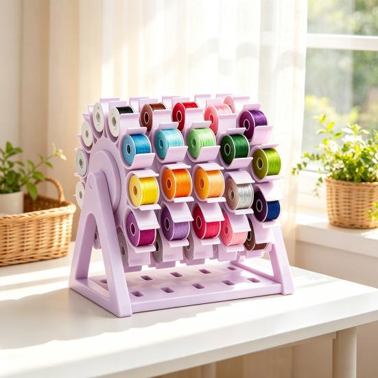 Thread Spool Display Stand Rotating Sewing Organizer, 60 Spools Capacity 360 Degree Swivel Supplies Storage Rack, Embroidery Holder for Room