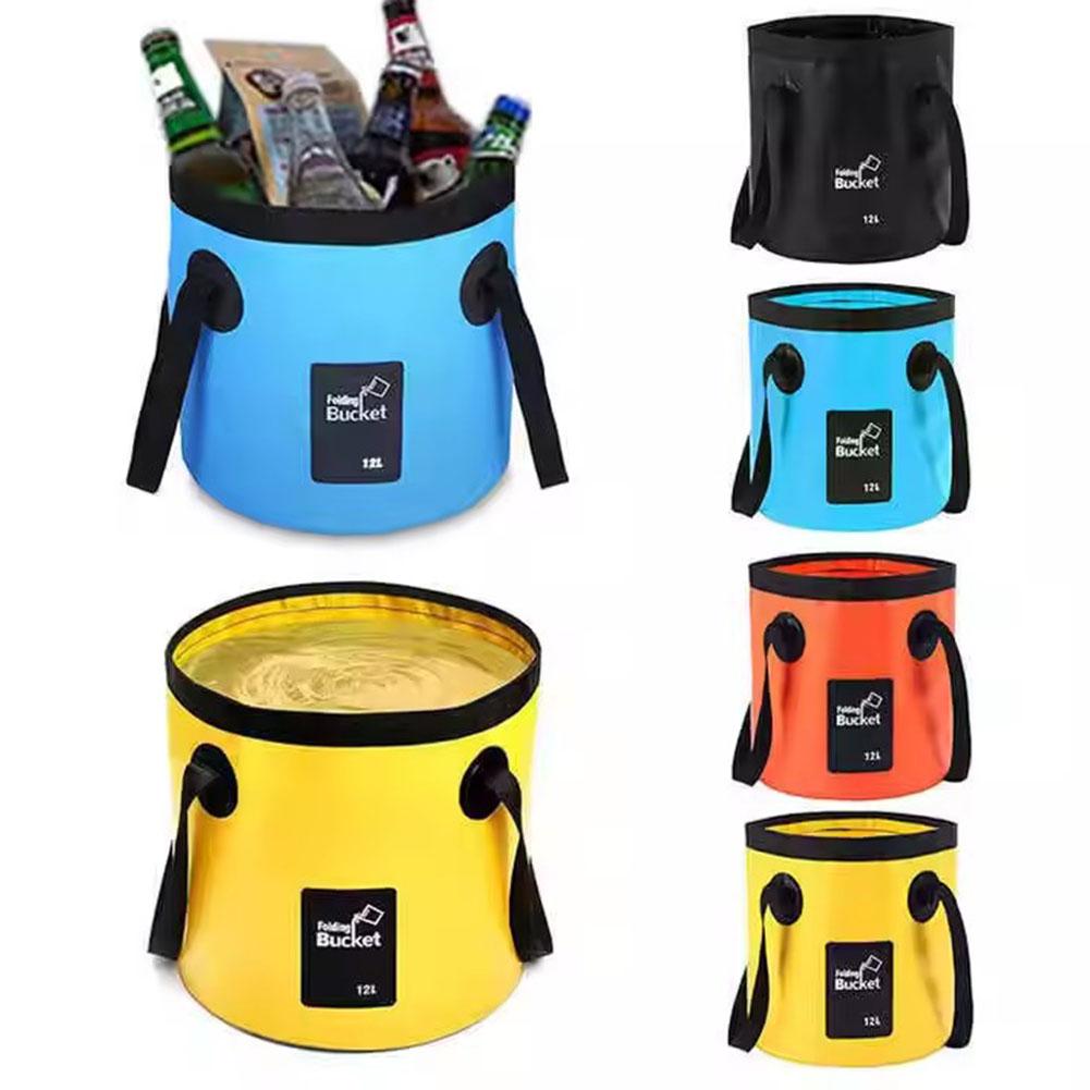 12L Car Folding Bucket Outdoor Fishing Camping Fishing PVC Camping Water Bucket Bucket Wash Handheld Waterproof Storage Bag U2E6