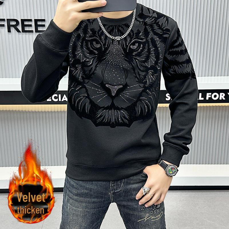

European Trendy Men s Tiger Head Sweatshirt - High-End, Retro Round Neck, 2023 Autumn Collection XL