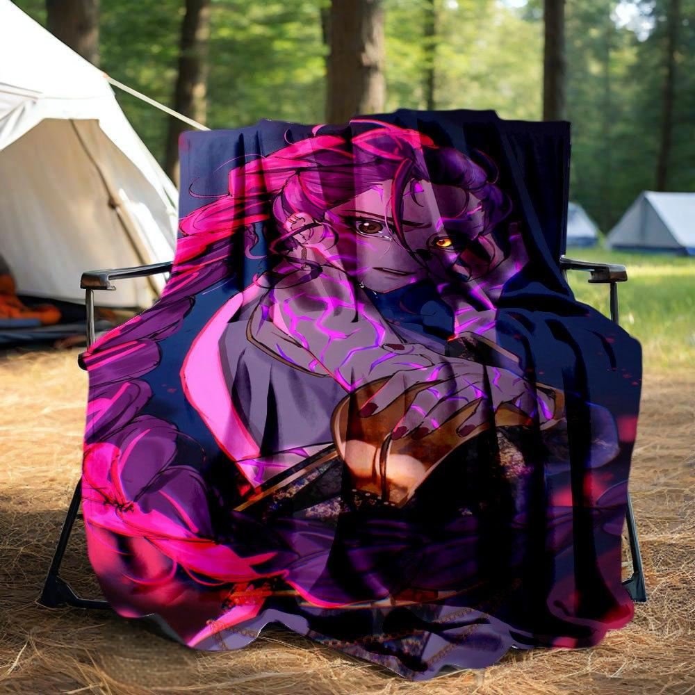 "Vibrant Anime Character Art Print - Unique Wall Decor"Blanket Lightweight Flannel Throw Blanket for Sofa, Bed, Travel, Camping, Livingroom,