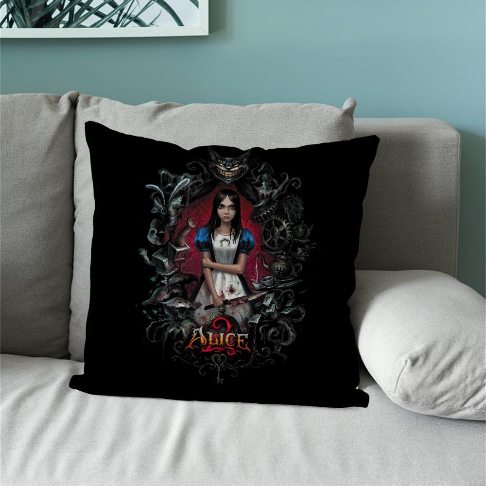 Classic Game A-Alice Madness Returns Pillow Case Sofa Living Room Bedroom Headboard Backrest Cushion Square Cushion Nap Time