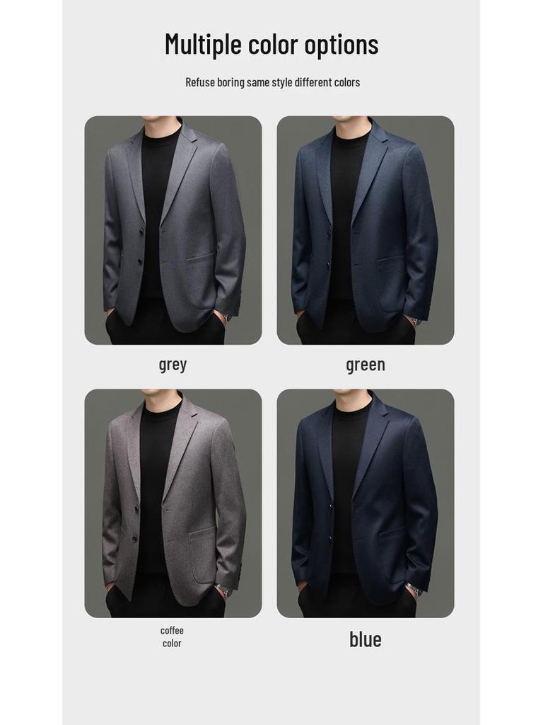 Costum Business Casual Premium pentru Bărbați din Lână, Cașmir și Mătase pentru Toamnă/Iarnă