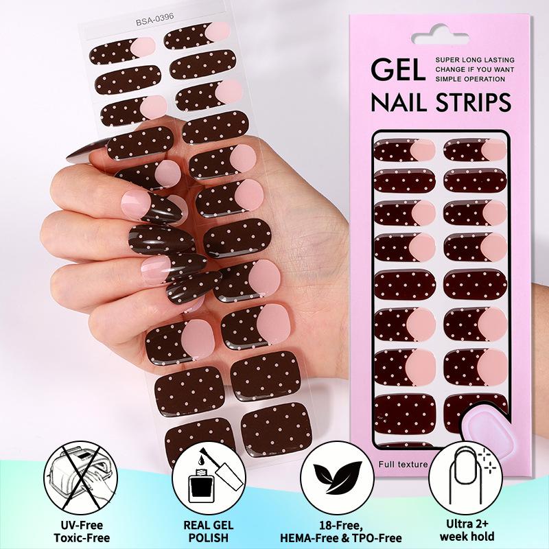 Gel nail sticker waterproof French polka dot gradual change no bake gel nail sticker GEL NAIL