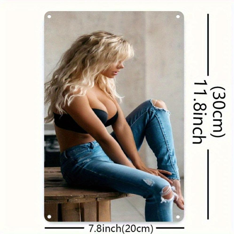 Vintage Tin Sign Paris Street Fashion Women Portrait - Modern Minimalist Wall Art for Living Room Bedroom 8x12 Inch