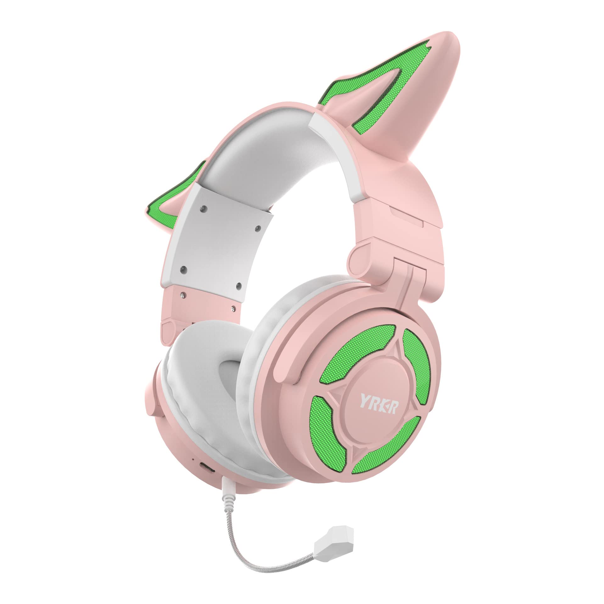 

Навушники Bluetooth зі світлодіодними вушками лисиці, ігрові, регульовані, 40 мм, 3D, для ПК, вушка кота, шумозаглушення, подарунок, з інструкцією японською мовою, рожевий