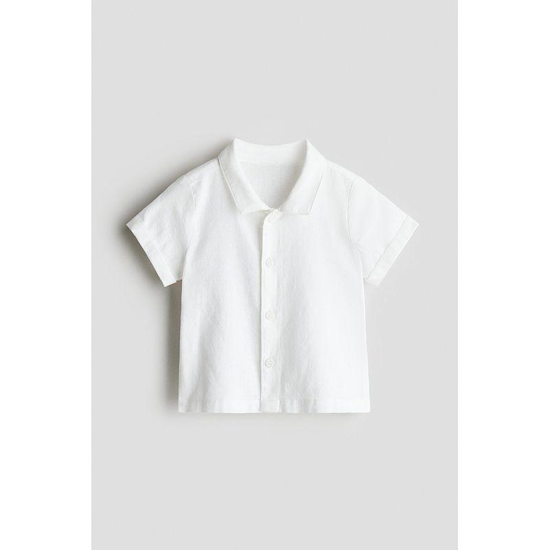 

HM Children s Clothing Baby Boy s Shirt Autumn Leisure Fashion Plaid Linen Blended Shirt 1199758 White 013 73/48