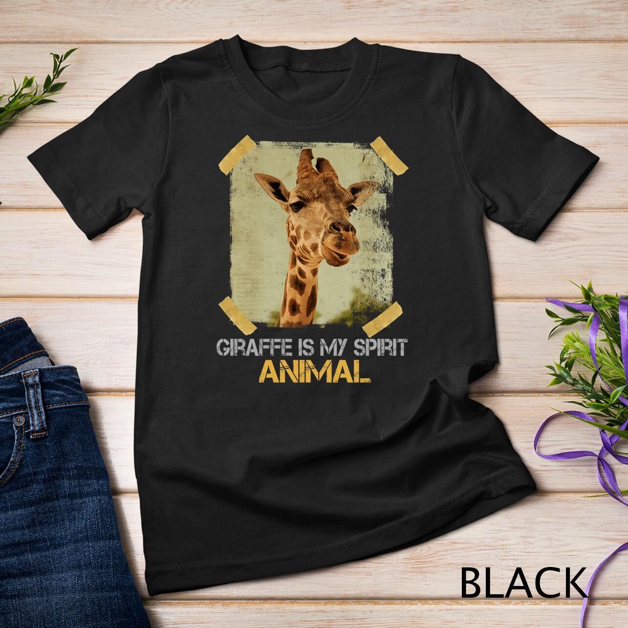 Cool Design Giraffe Is My Spirit Animal Unisex T-Shirt Mens Womens Tees Top L