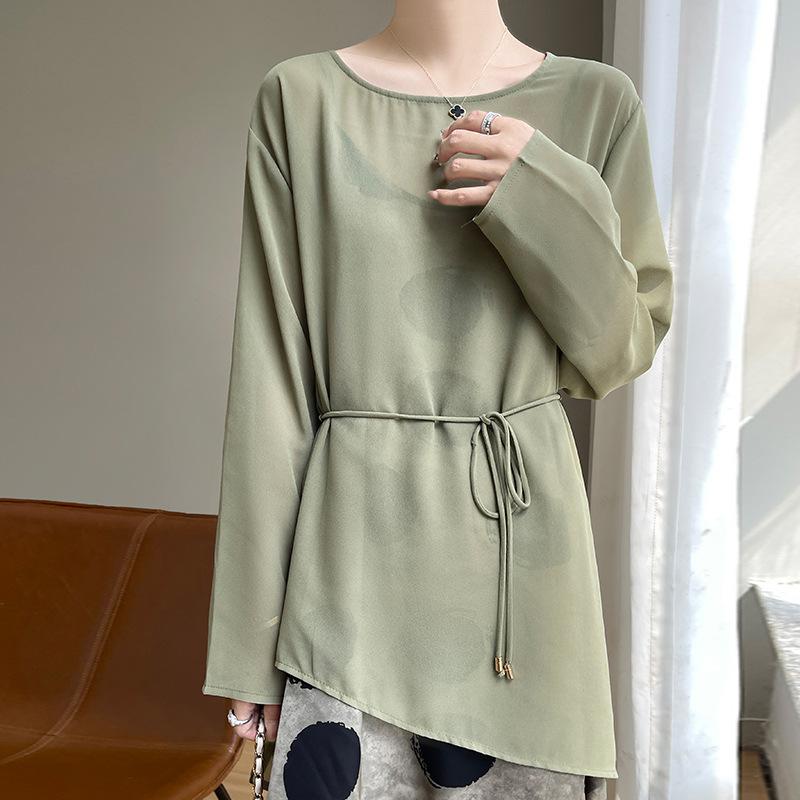 Summer New Irregular Sun Protection Clothes Stacked Lightweight Breathable All-match Slimming Long-sleeved Loose Blouse Top