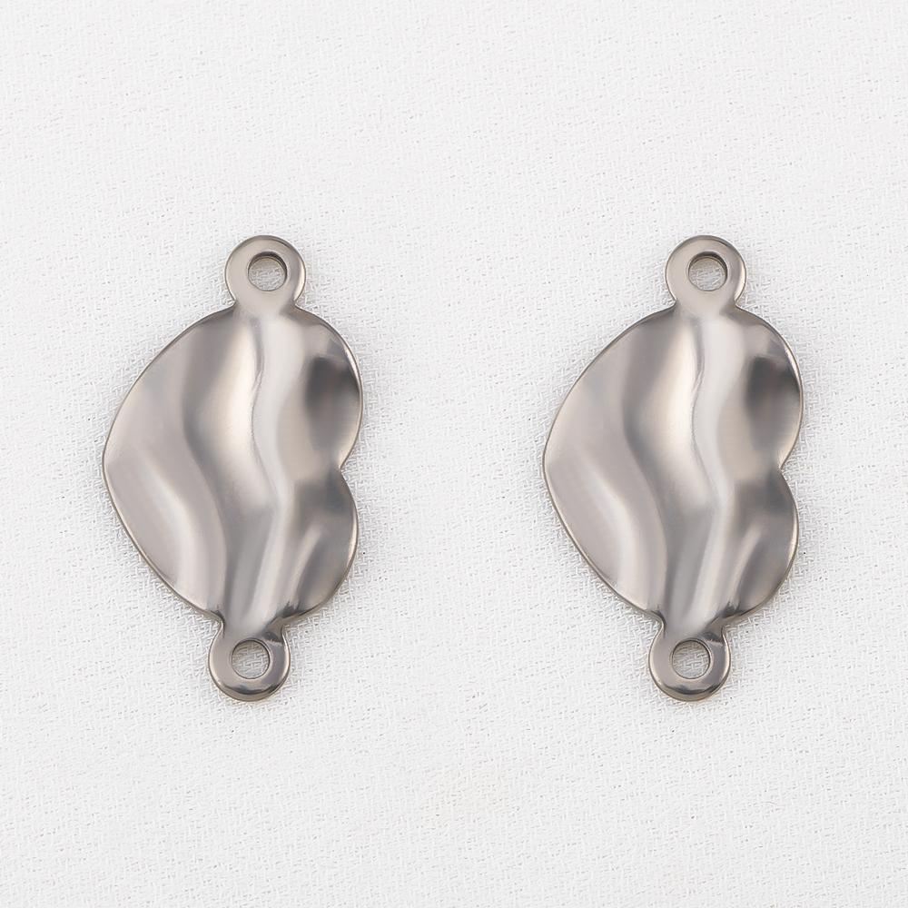 10pcs Stainless Steel 18K Plated Oval Star Heart Charms Double Hole Pendants for DIY Necklace Bracelet Jewelry Making Supplies