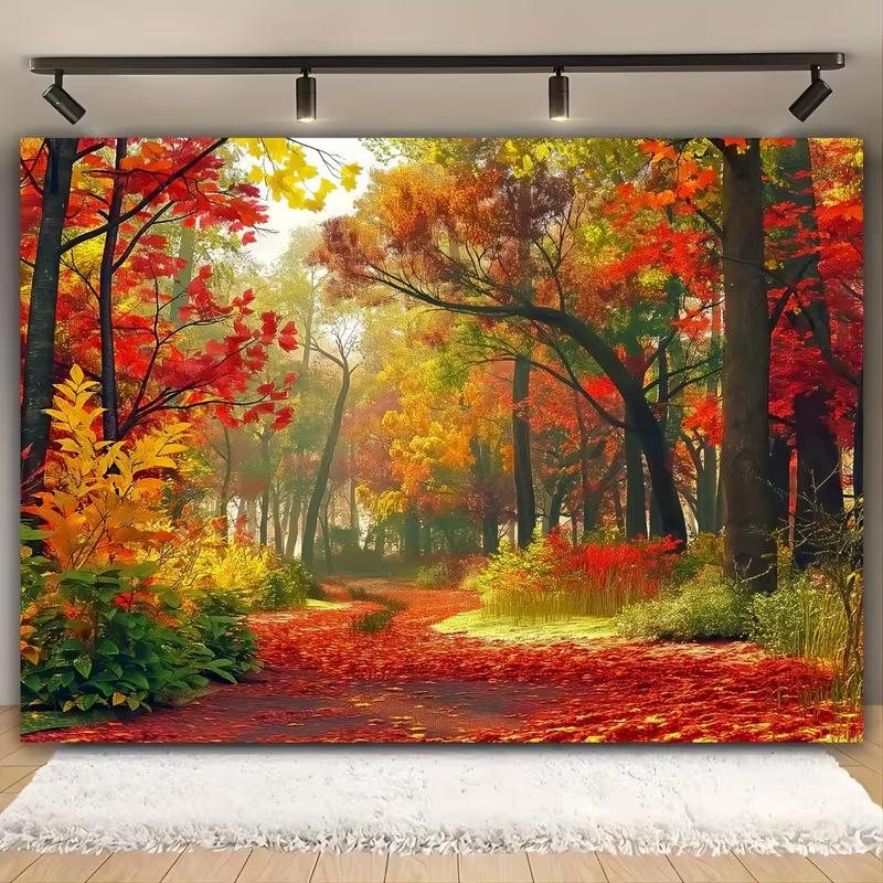 2D Dreamy Autumn Fantasy Forest Path Photography Background 47.2x31.5inch/120*80cm