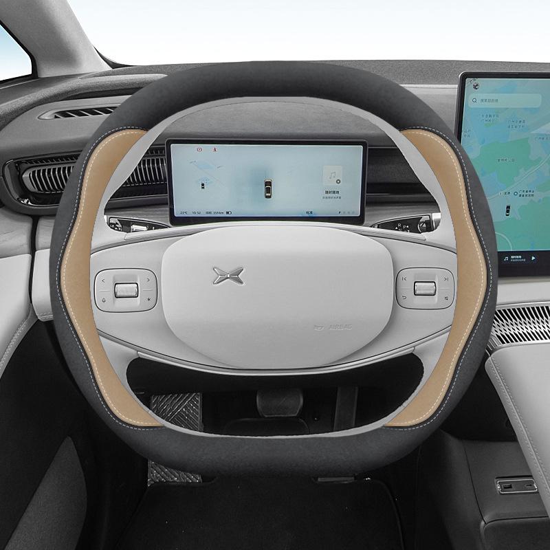 Suede Steering Wheel Cover for Xiaopeng: Fits 24 Models Including G6, X9, P7, P5, M03, G9, G3 - No Sewing Needed