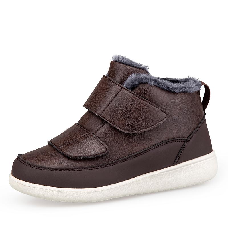 Women Snow Boots Winter Cotton Shoes Warm Outdoor Walking Shoes PU Leather Waterproof Mother Shoes Anti-slip