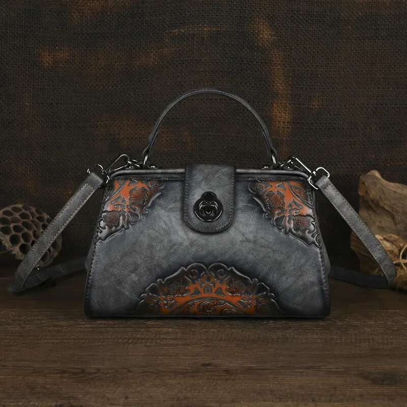 Motaora Vintage Embossed Handmade Designer Women'S Leather Shoulder & Crossbody Bag Luxury Female Purse New