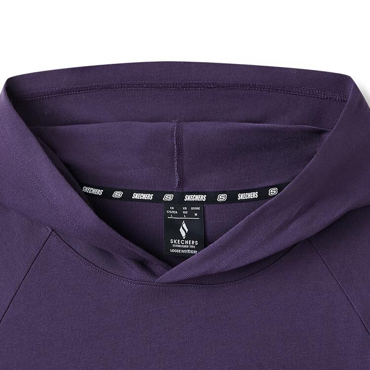 Skechers Logo Loose Breathable Hooded Short Sleeve T-Shirt Unisex tops Gothic-Purple L225U060-05HS