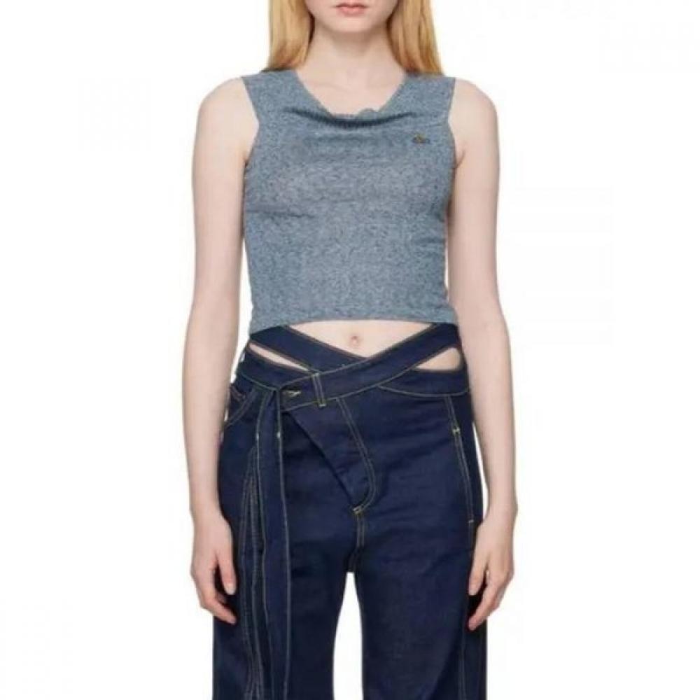 

24ss Vivienne WesTwood Sleeveless T shirT 18030045y001ck401 Free Blue Tweed XS (85 around)
