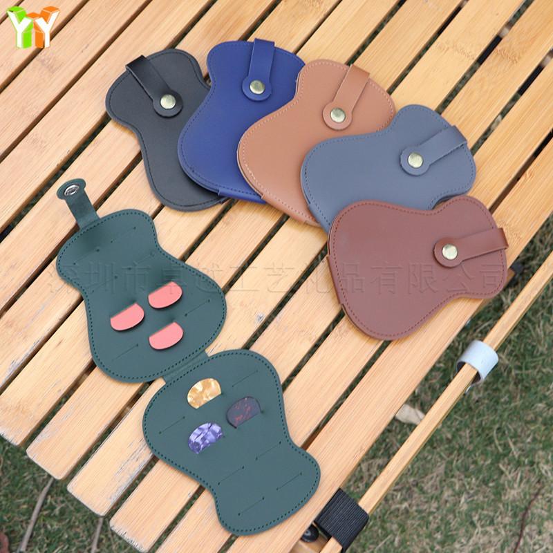 Leather Embroidery Guitar Pick Bag Large Capacity Storage Pick Pouch For Acoustic Guitar