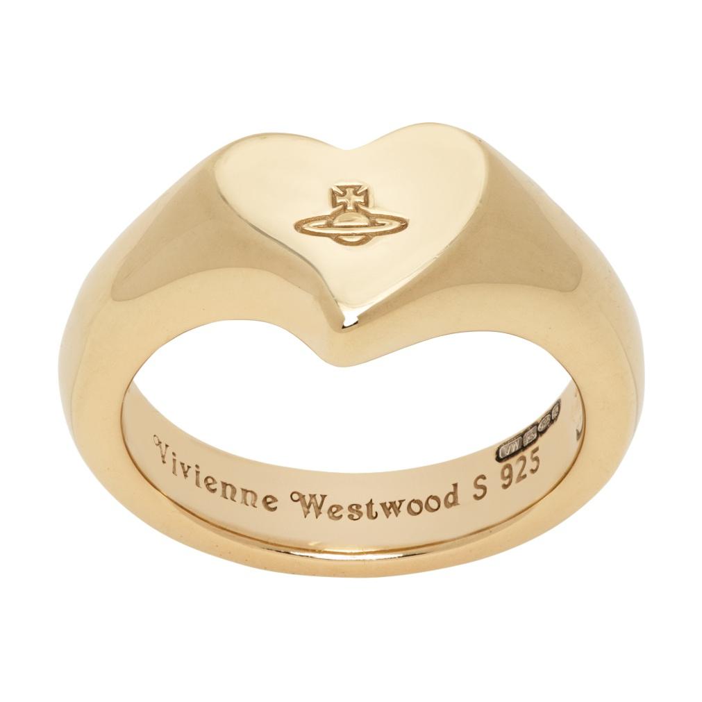 Vivienne Westwood Logo Pattern 925 Silver Ring Men rings Gold 6404006101R001FJ925 Basic Packaging-Dust Bag+Box,L