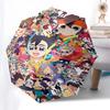 1pc Rainbow Chaser Outdoor Umbrella - Featuring Mirai Kuriyama & Friends, Automatic Opening/Closing, Portable 3-Fold Design, 8-Rib Iron Frame, Perfect
