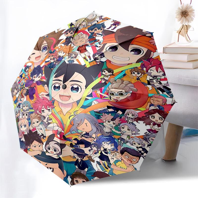 1pc Rainbow Chaser Outdoor Umbrella - Featuring Mirai Kuriyama & Friends, Automatic Opening/Closing, Portable 3-Fold Design, 8-Rib Iron Frame, Perfect