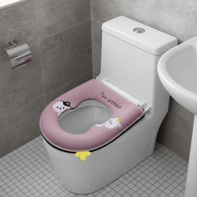 Washable Thickened Toilet Seat Cover Zipper Closure Cartoon Pattern Toilet Mat Cushion Removable Potty Cover Case Autumn Winter