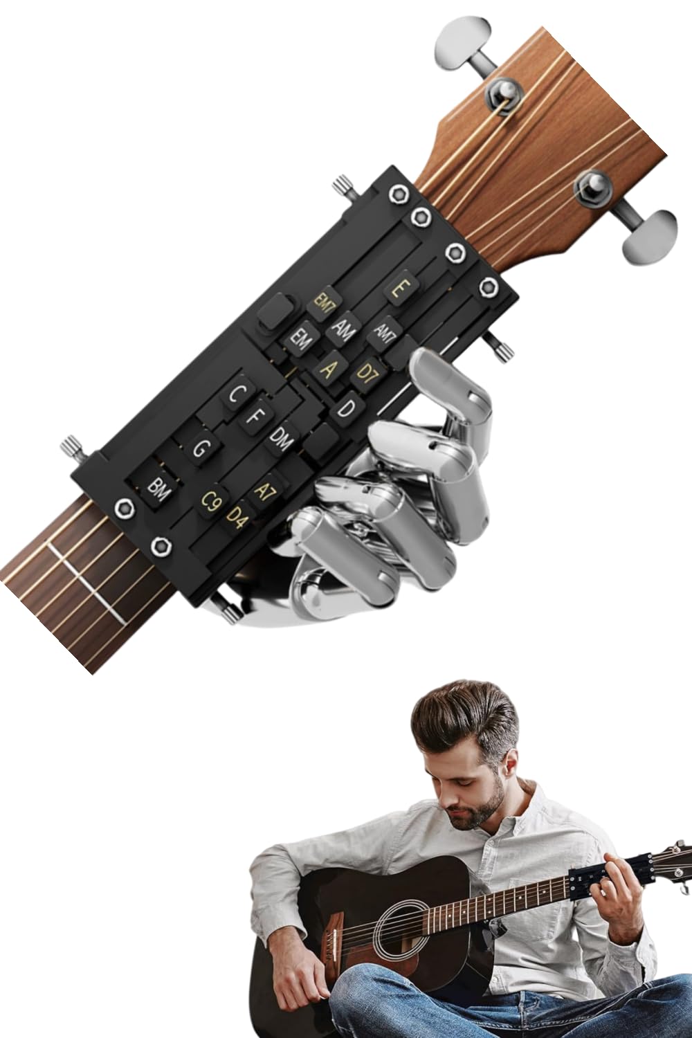 

YFFSFDC Аккорд для гитары Аккорд для гитары Обучение Практическое обучение Семейный Помощник для обучения игре на гитаре Прижим, Помощь одной клавишей, Система, Инструмент, Ассистент,