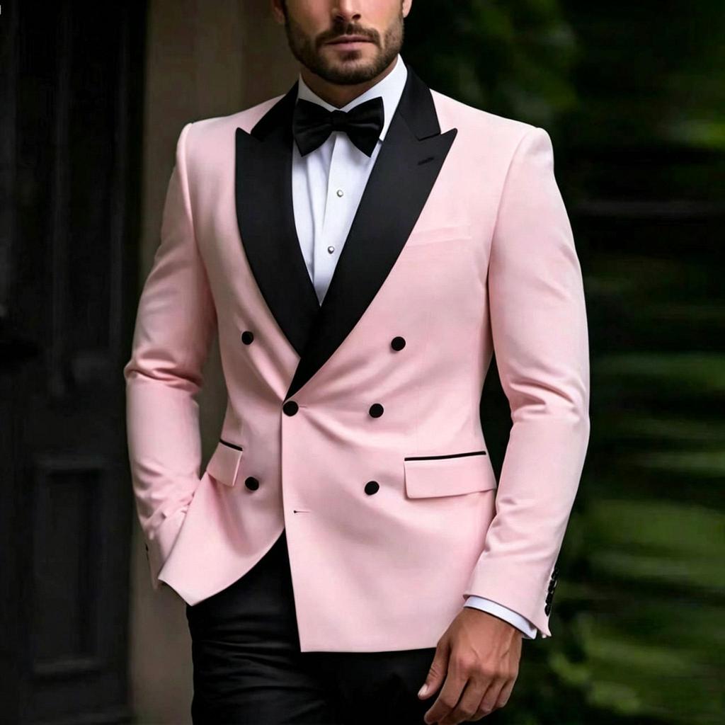 Completi Classici da Uomo 2 Pezzi 2025 Formali Doppiopetto Revers a Punta Vestibilità Slim Abbigliamento Maschile Set Giacca Pantaloni di Alta Qualità Terno