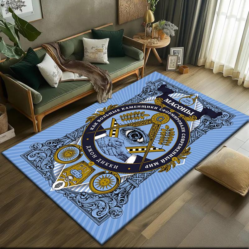 2026 New Style Shining All-Seeing Eye Freemason Carpet Rug for Living Room Bedroom Home Sofa Decoration,Kids play Non-slip Floor Mat