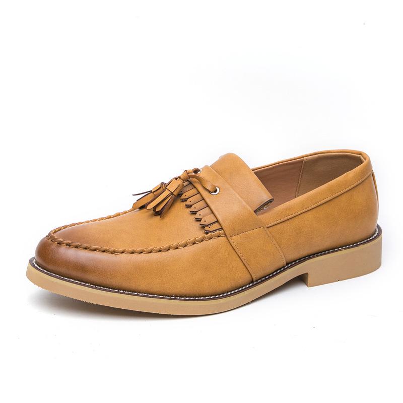 Men s Korean Style Tassel Pointed Toe Leather Loafers: Trendy Casual & Formal British Design 40