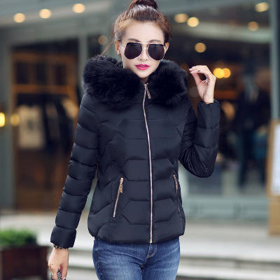 Women Short Medium Length Down Jacket Winter Warm Stand Collar Solid Color Casual Outerwear Coat