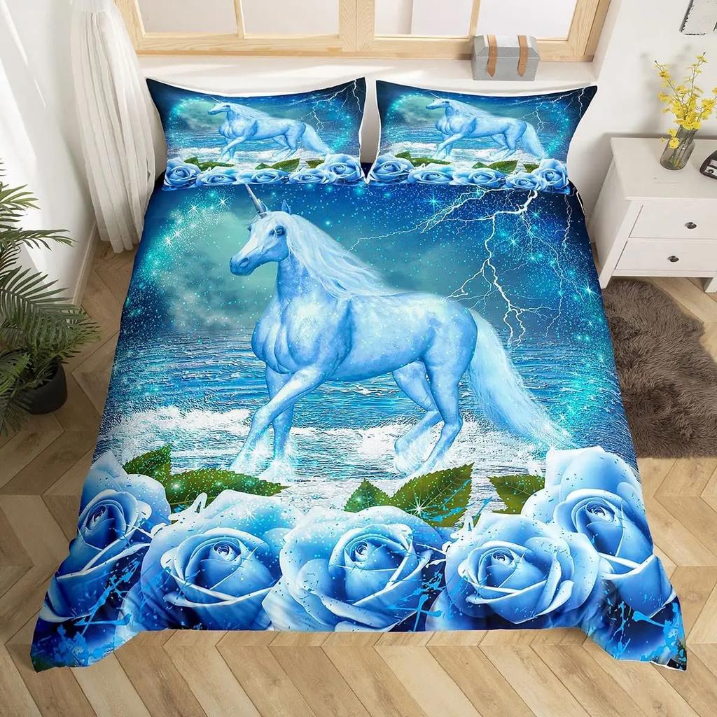 Cowgirl Horse Duvet Cover Set King Romantic Butterfly Bedding Set Farm Animal Comforter Cover Western Tribal Boho Quilt Cover