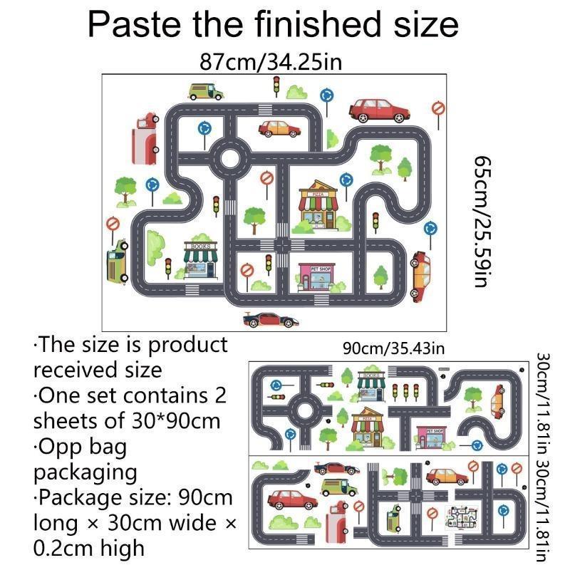 Car Road Signs Wall Stickers Floor Stickers Children's Room Decoration Self Adhesive Cartoon Stickers Wall Art Decals