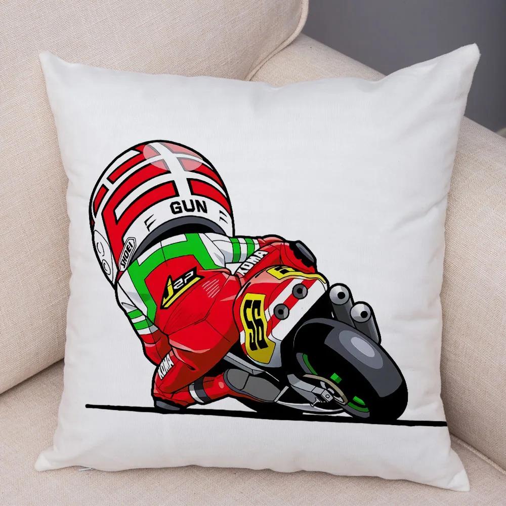 Cartoon Sport Motorcycle Cushion Cover Super Soft Short Plush Mobile Bike Pillow Covers Pillow Case For Sofa Home Car Pillowcase