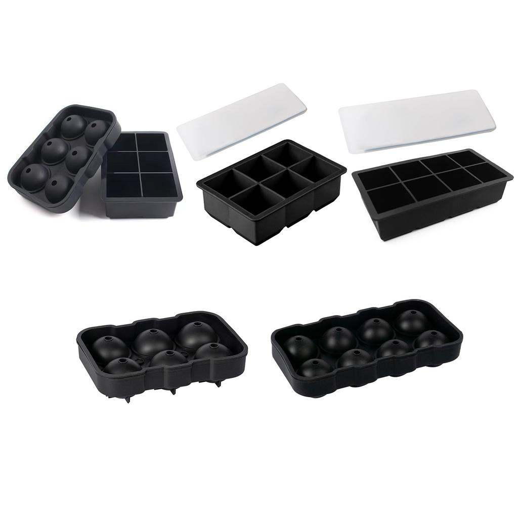 Ice Balls Maker Reusable Ice Cube Tray Easy Release Silicone Square Round Ice Cube Tray for Whiskey Cocktails Bourbons