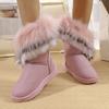 Shoes for Women Fur Boots Winter Warm Ankle Boots for Women Round Toe Slip On Snow Boots Female Comfortable Outdoor Ladies Shoes