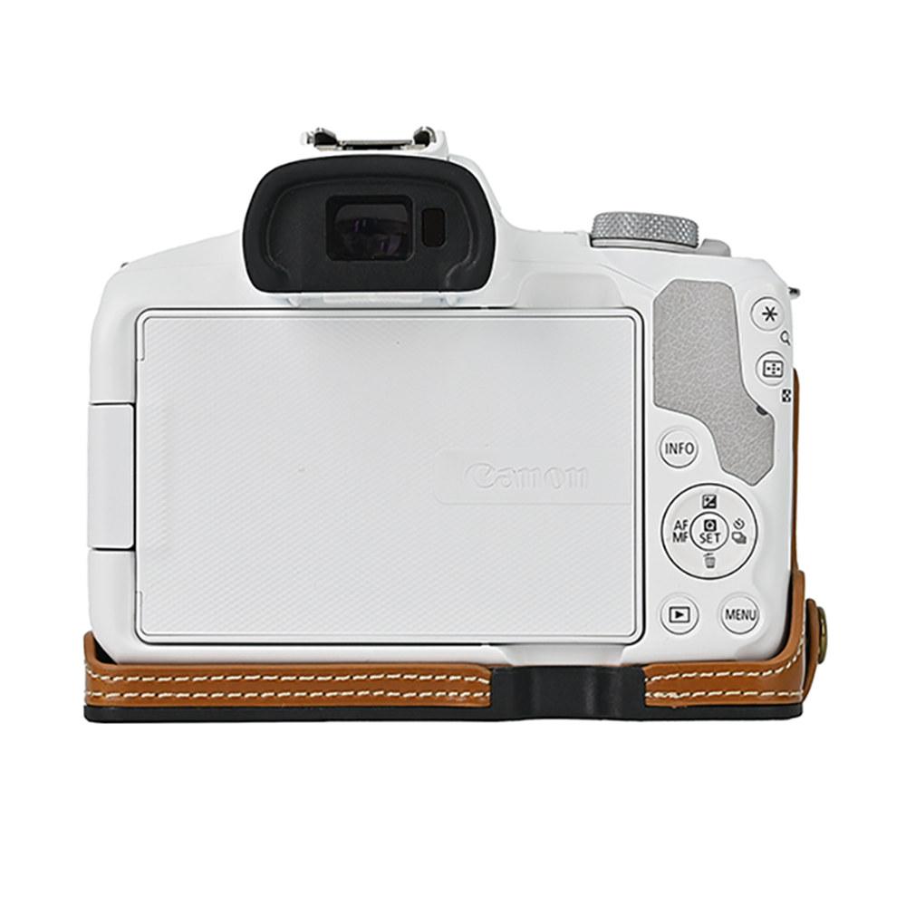 R100 Ölhaut PU-Leder Kamera Halbkörpergehäuse für Canon EOS R50 R100 Akkuöffnung Bodenabdeckung