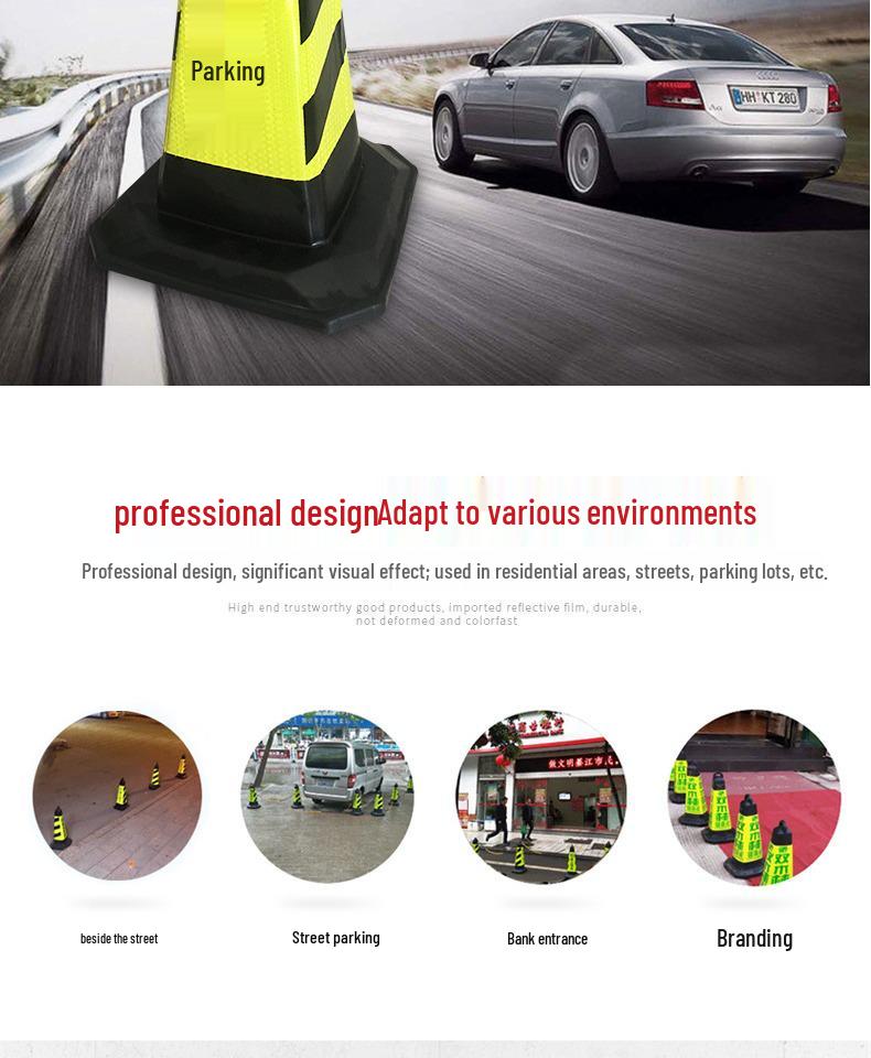 Ice Cream Bucket Parking Post: Reflective No Parking Warning Cone