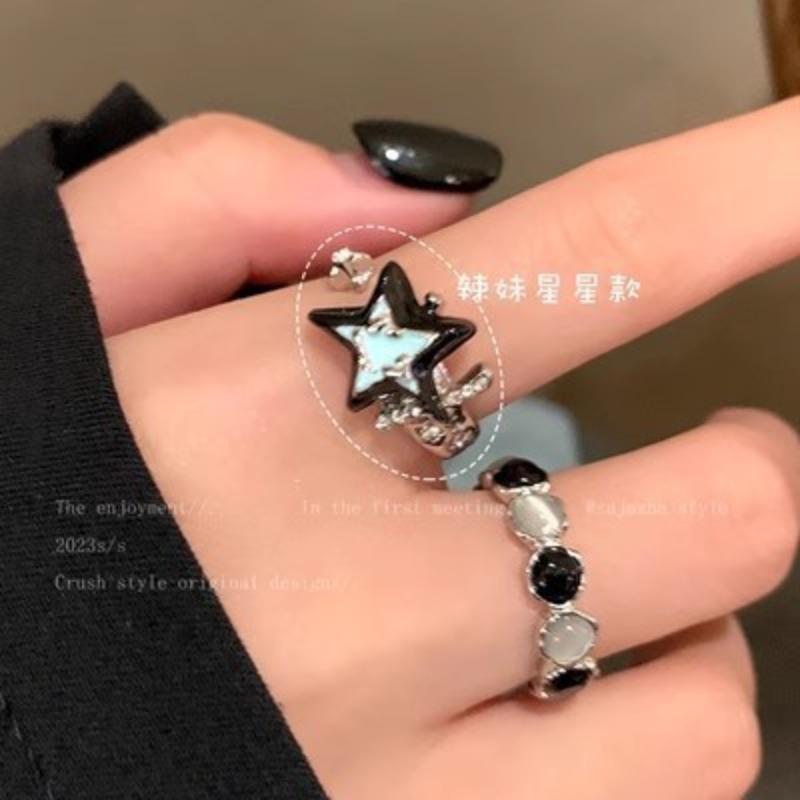 Anello Viso Sorridente Brillantinato Versatile Personalità Carina Divertente Brutto Carino Design di Tendenza di Nicchia Anello Aperto Femminile