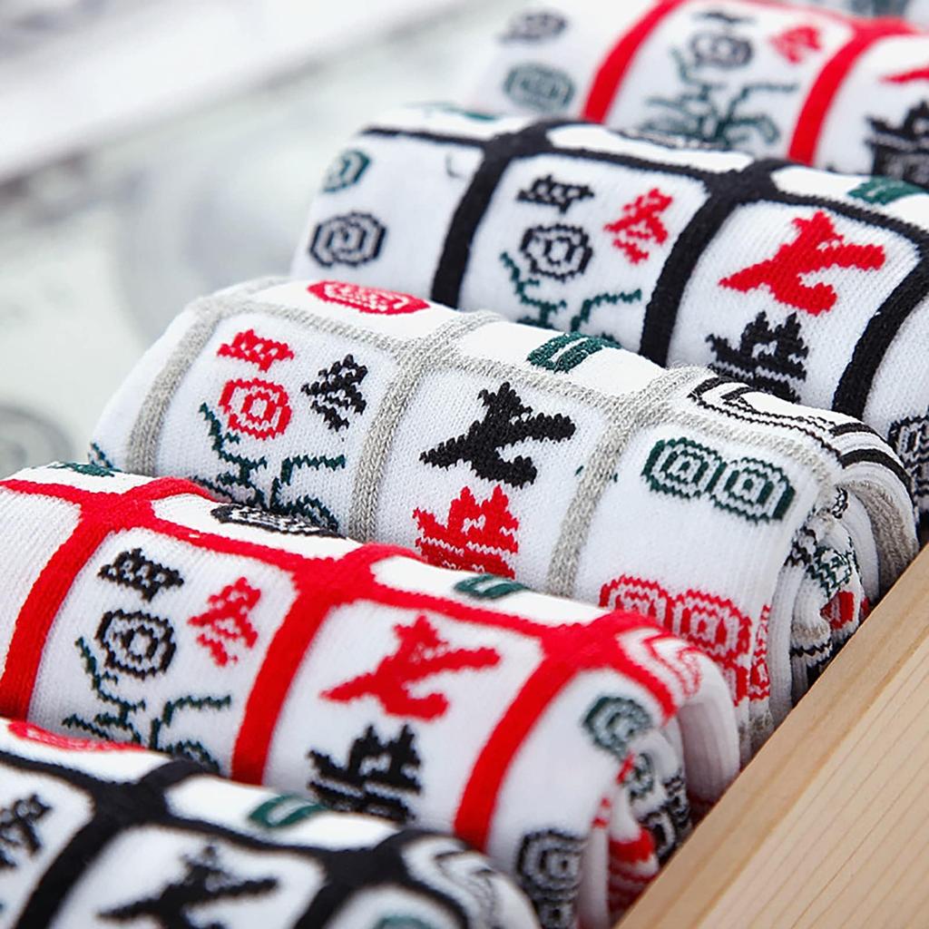Bocotojp Thick Short Fashion Couple Socks with Mahjong Medium 3 Free Size Men's Socks, Pattern, Thick, Unisex, Spring, Summer, Autumn, Winter, Colors,