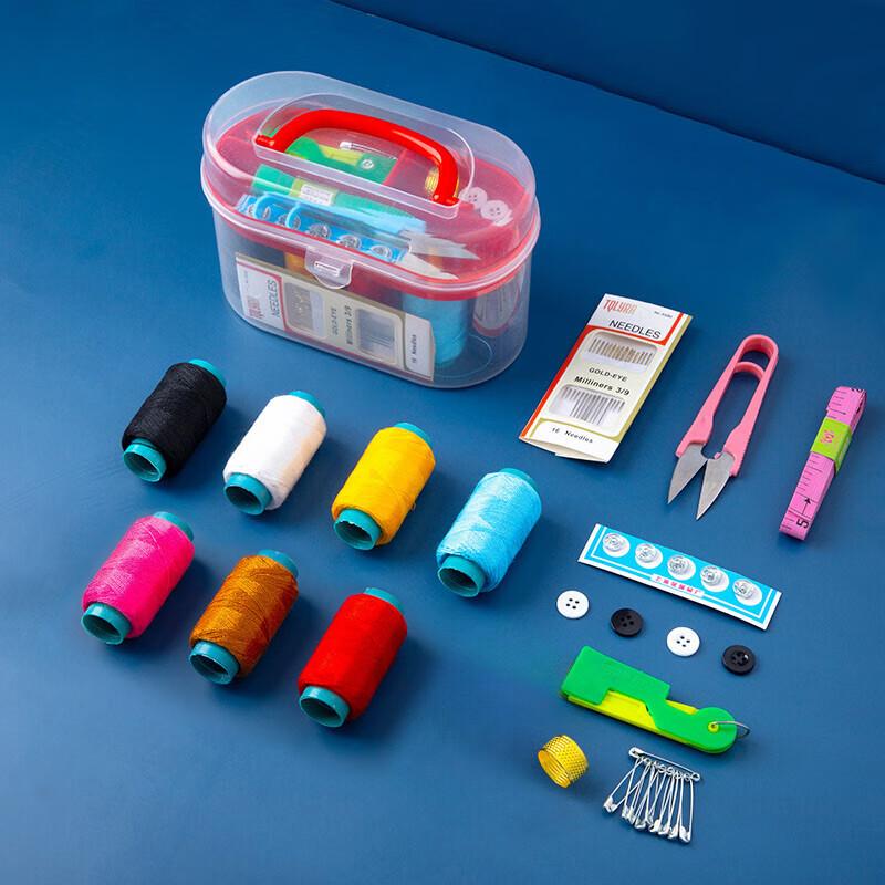 JAJALIN Household Sewing Kit 7 Spools Thread Travel Sewing Repair Tools Storage Bag Random Color