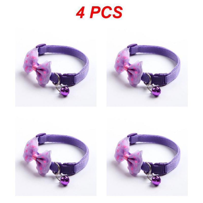 1/2/4PCS Dorakitten Bow Decor Pet Collar Adjustable Dot Design Cute Bell Dog Collar Bow Kitten Collar Pet Supplies Clothing