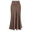 Women's Smooth Satin High Waist Bodycon Maxi Skirt Elegant Draped Mermaid Long Skirt