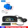 Digital Water Temperature Gauge+Voltage with Radiator Temp Joint Pipe Sensor Hose Adapter 2 IN 1 Car Meter Buzzing Flash Alarm