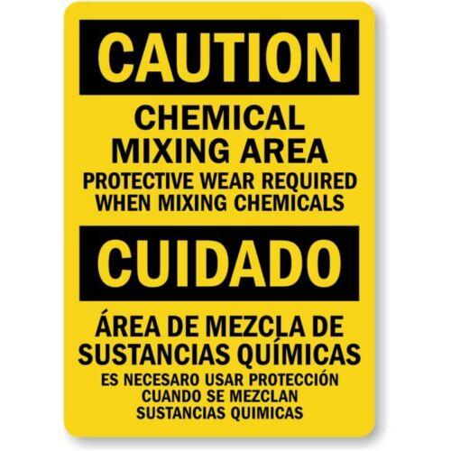 Bilingual Chemical Mixing Area Aluminum Weatherproof SignAluminum 20x30cm(7.8x11.8inch)