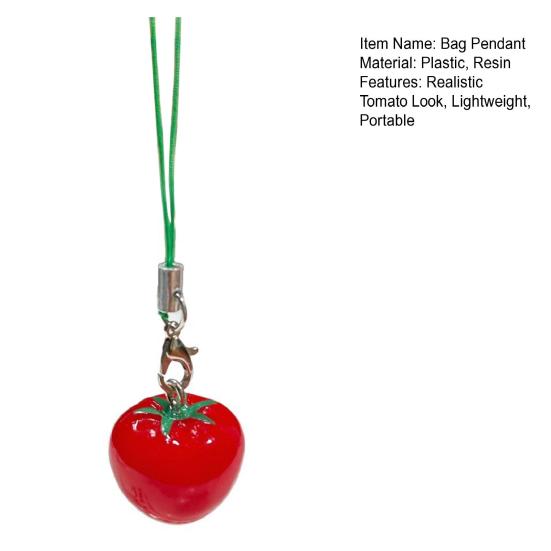 Decorative Pendant with Lanyard 1:1 Realistic Red Tomato Shape Keychain Bag Charm Mobile Phone Hanging