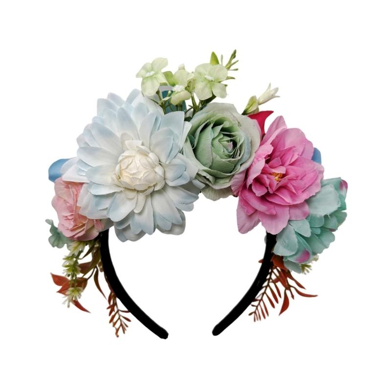 Faixa de Cabelo Floral de Tecido Para Meninas e Mulheres Ornamento de Cabelo Elegante com Flores de Tecido Realistas Perfeito Para Uso Diário, Eventos, Sessões de Fotos