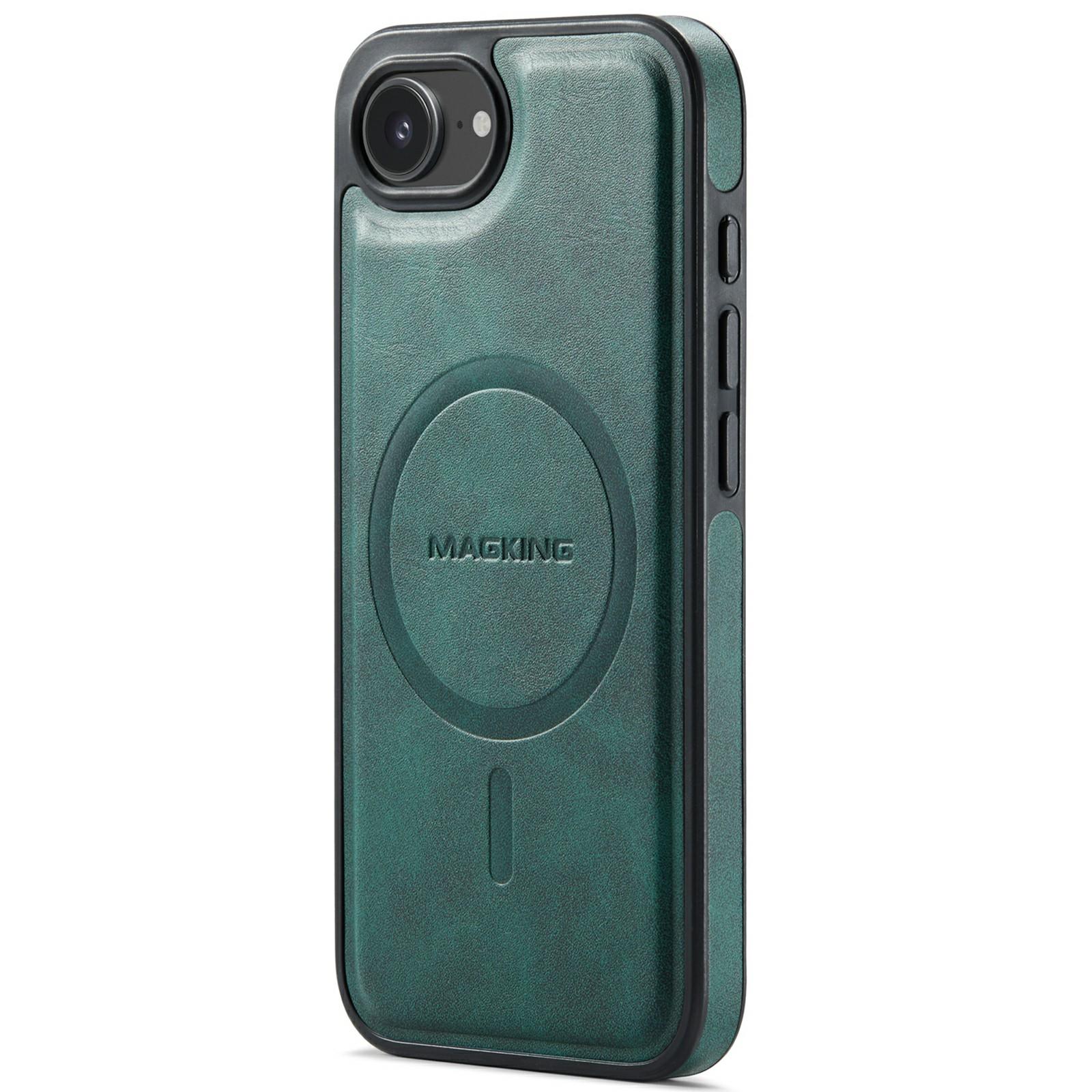 

MAGKING K1 Series For iPhone 16e Magnetic Case PC+TPU+PU Leather Phone Cover Green