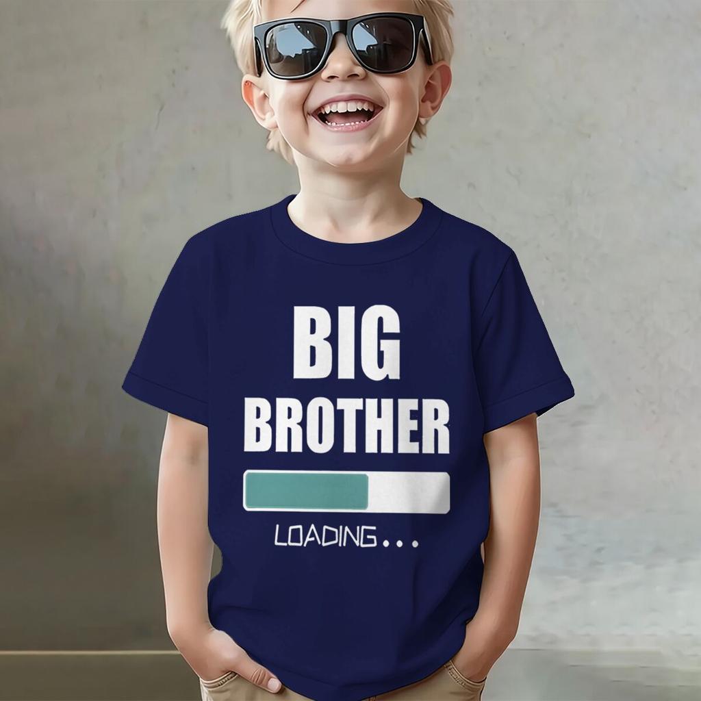 Big Brother Loading Tshirt Kids Short Sleeve Fashion Casual Top New Sibling Gift Big Brother Kids Clothes Cotton Tops