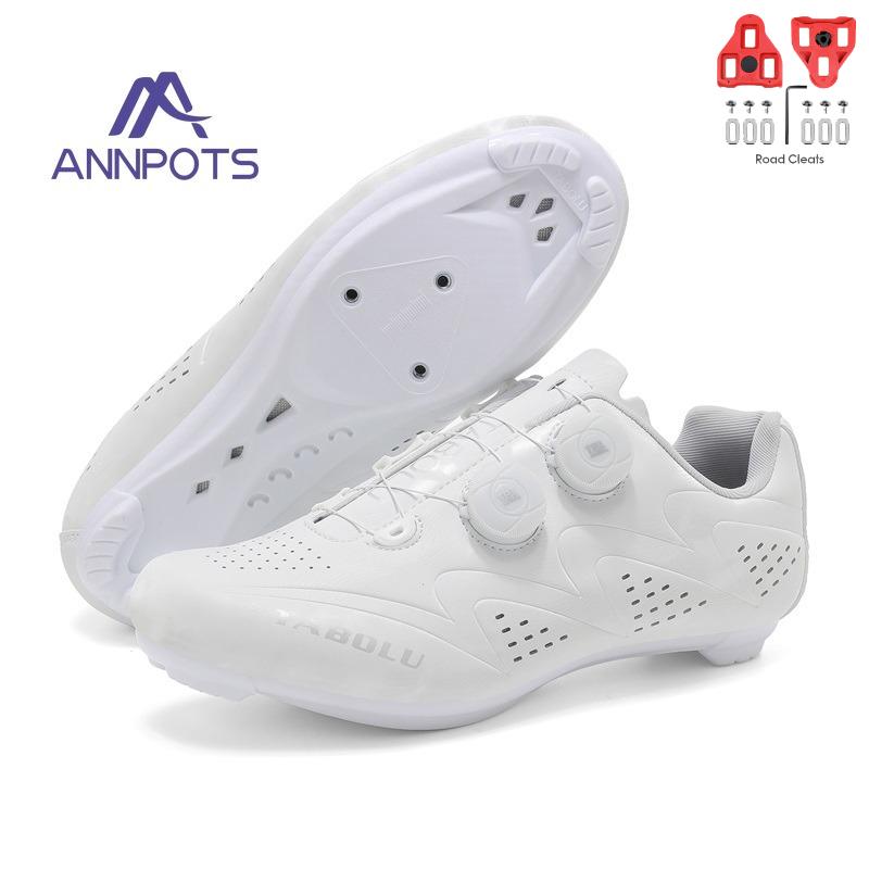 Men's White Male Self-Locking Cleat Non-slip Speed Bicycle Shoes New Road Cycling Shoes Women Spd Racing Sneakers Lightweight