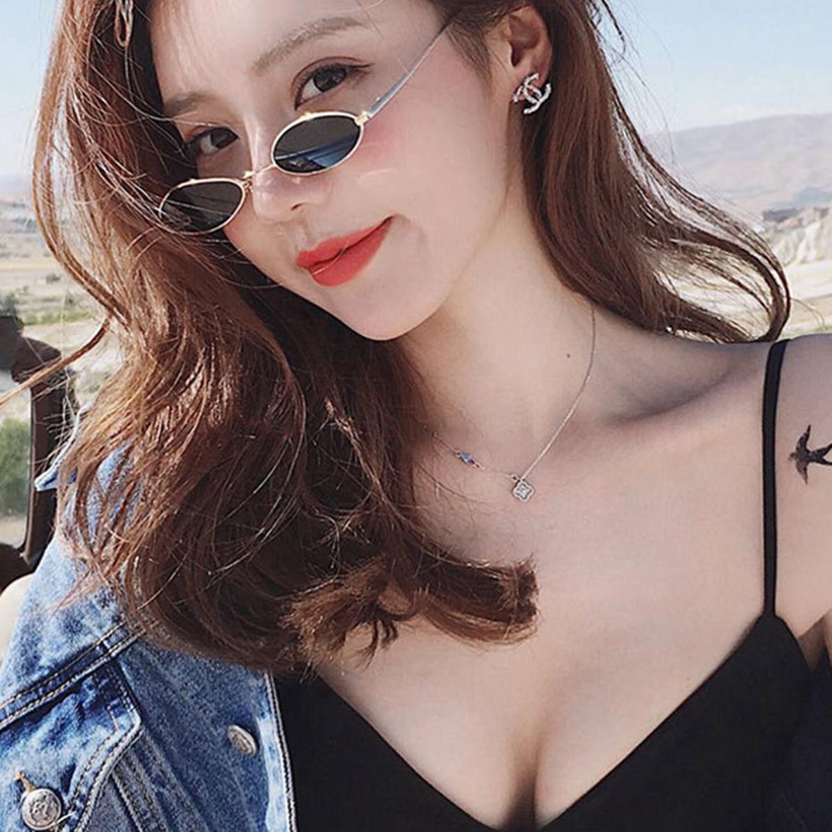 

1pc Ladies Sunglasses Men s Glasses Fashion Metal Small Frame Sunglasses Retro Oval Sunglasses Ocean Sheet Cross-border Men s and Women s Glasses чорний